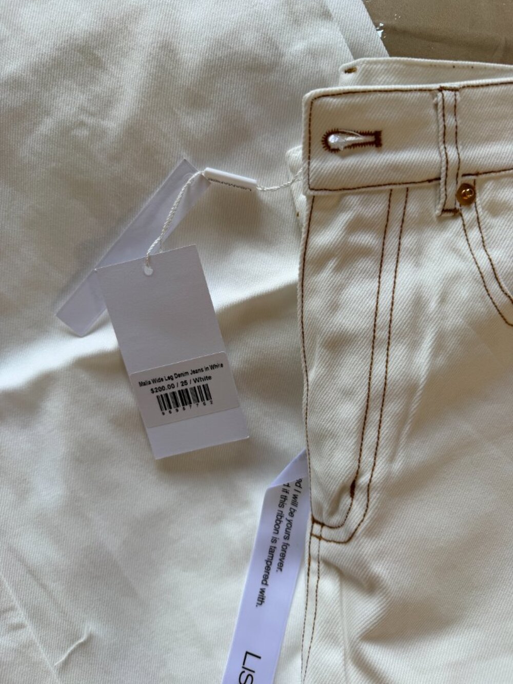 Lisa Marie Malia Wide Leg Denim Jeans in White - Picture 3 of 4